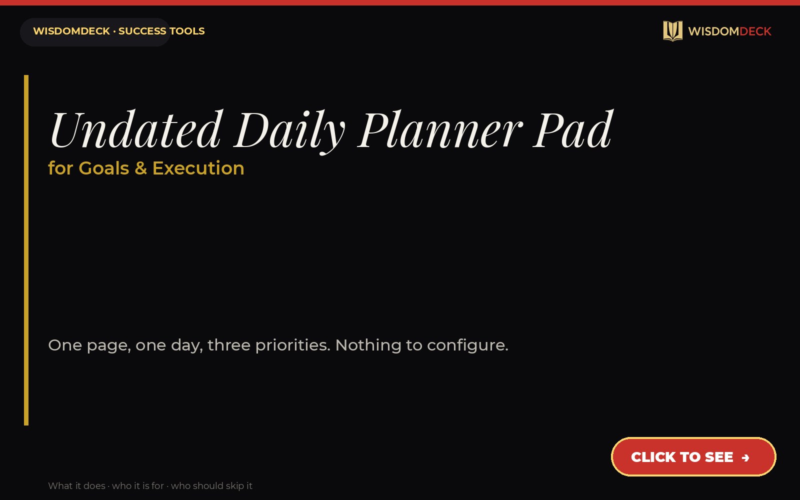 Undated Daily Planner Pad — WisdomDeck success tool