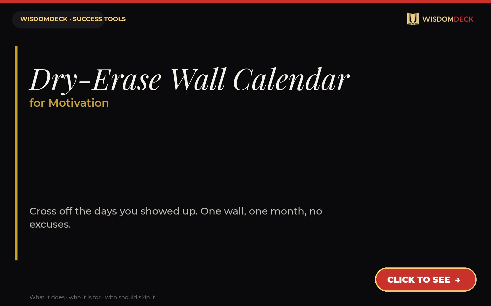 Dry-Erase Wall Calendar — WisdomDeck success tool card