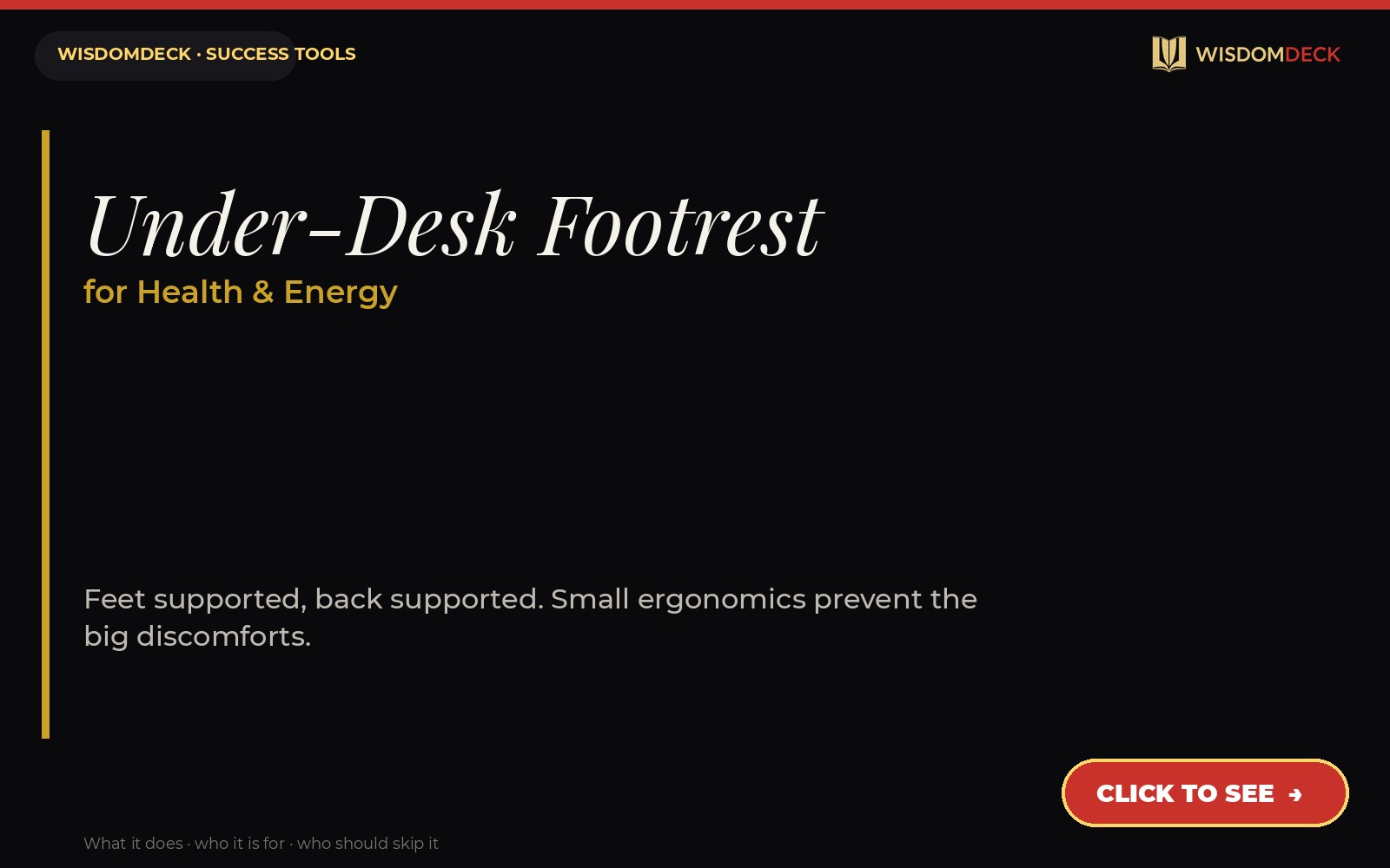 Under-Desk Footrest — WisdomDeck success tool card