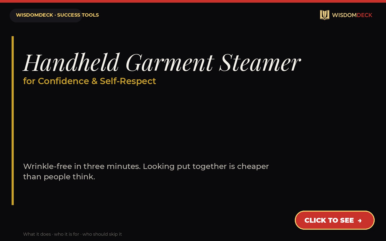 Handheld Garment Steamer — WisdomDeck success tool card