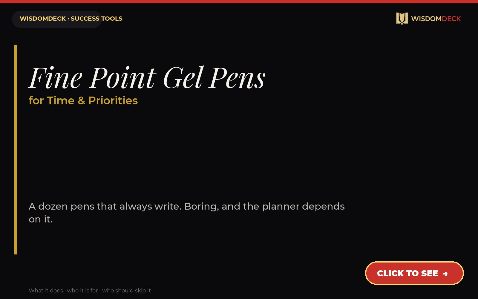 Fine Point Gel Pens — WisdomDeck success tool card