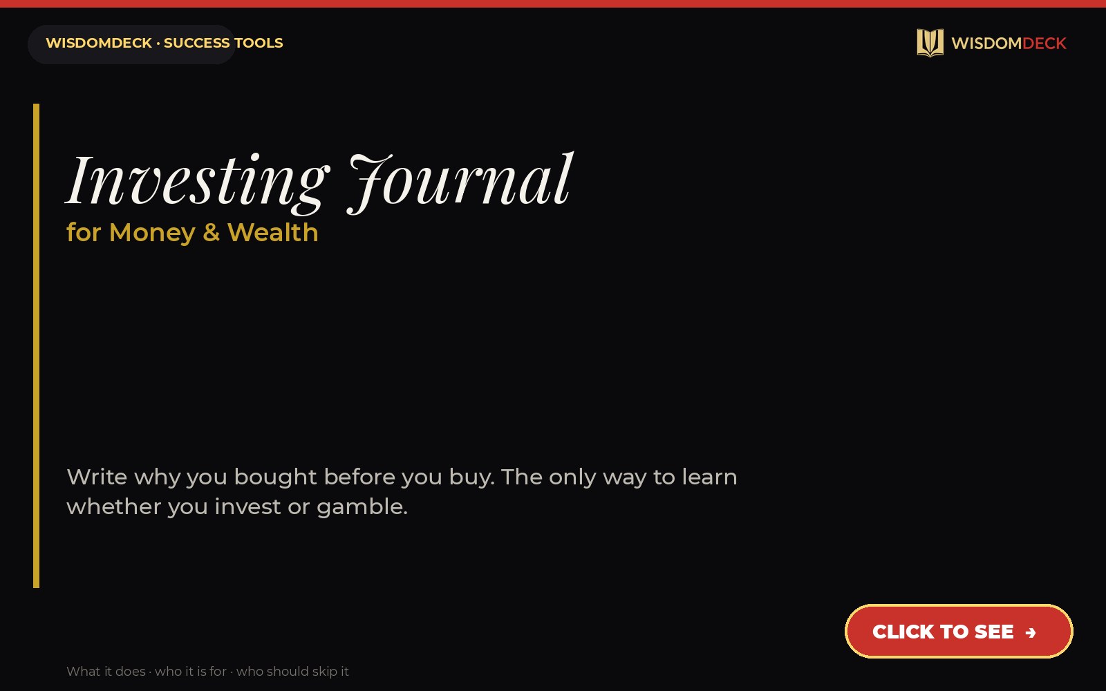 Investing Journal — WisdomDeck success tool card