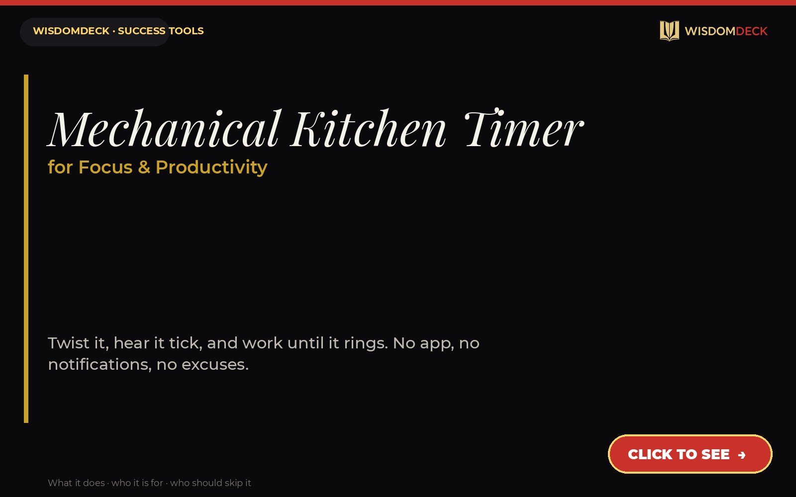Mechanical Kitchen Timer — WisdomDeck success tool card