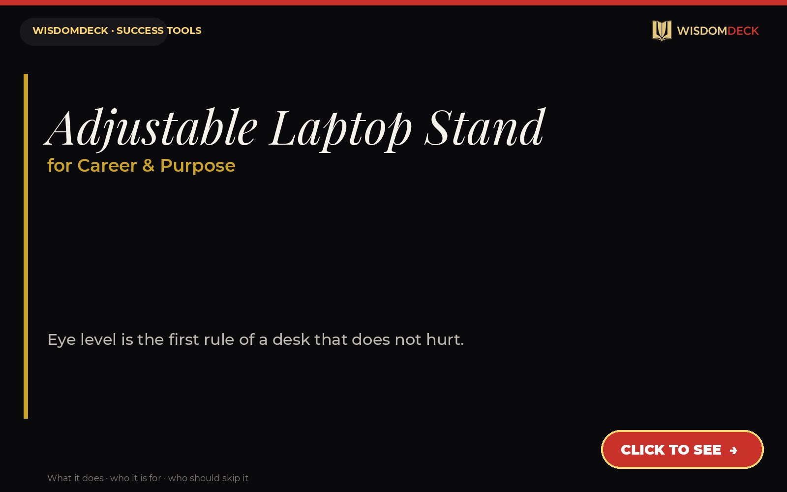Adjustable Laptop Stand — WisdomDeck success tool card