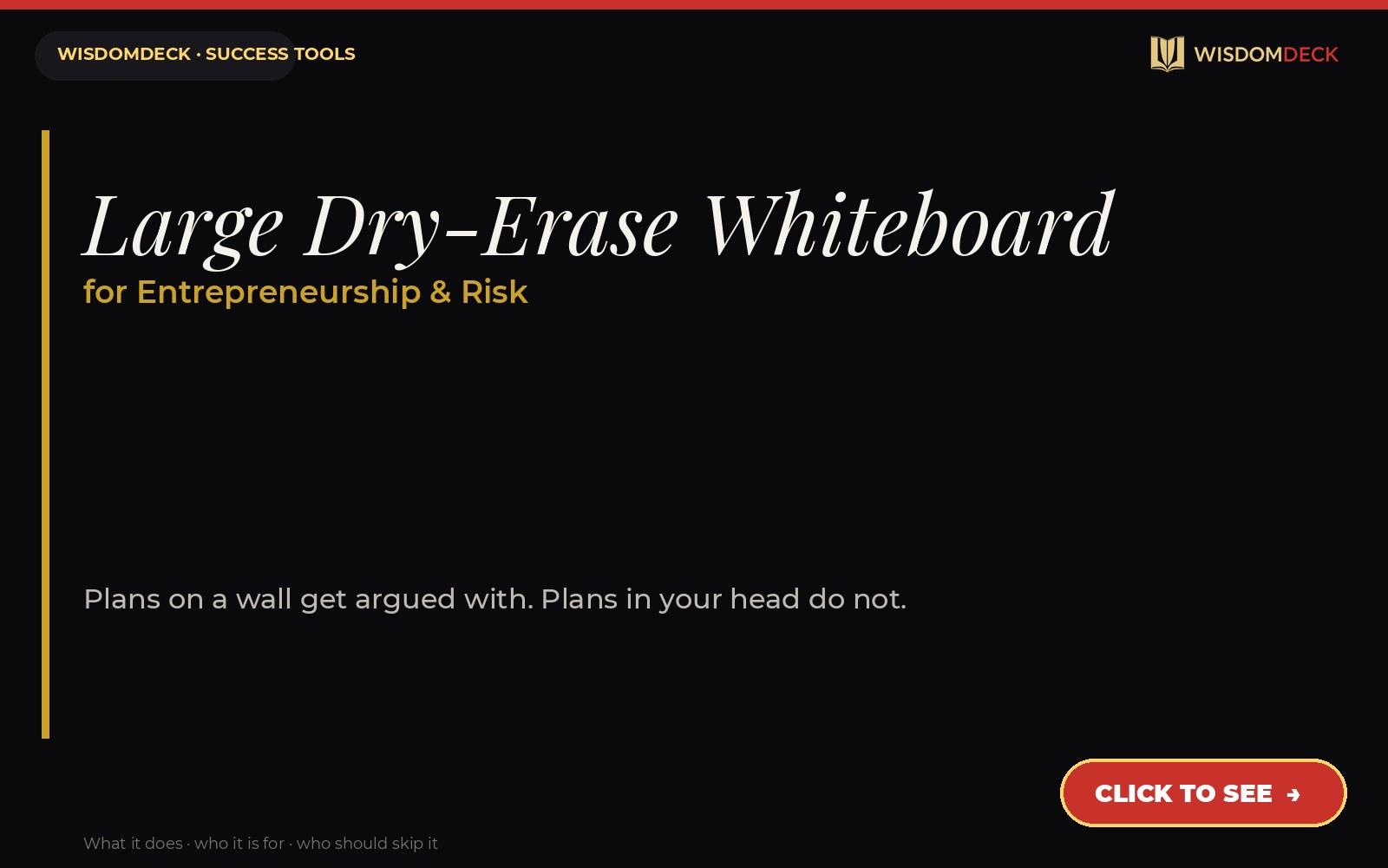 Large Dry-Erase Whiteboard — WisdomDeck success tool