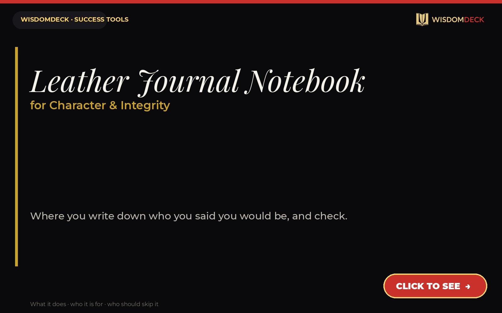 Leather Journal Notebook — WisdomDeck success tool card