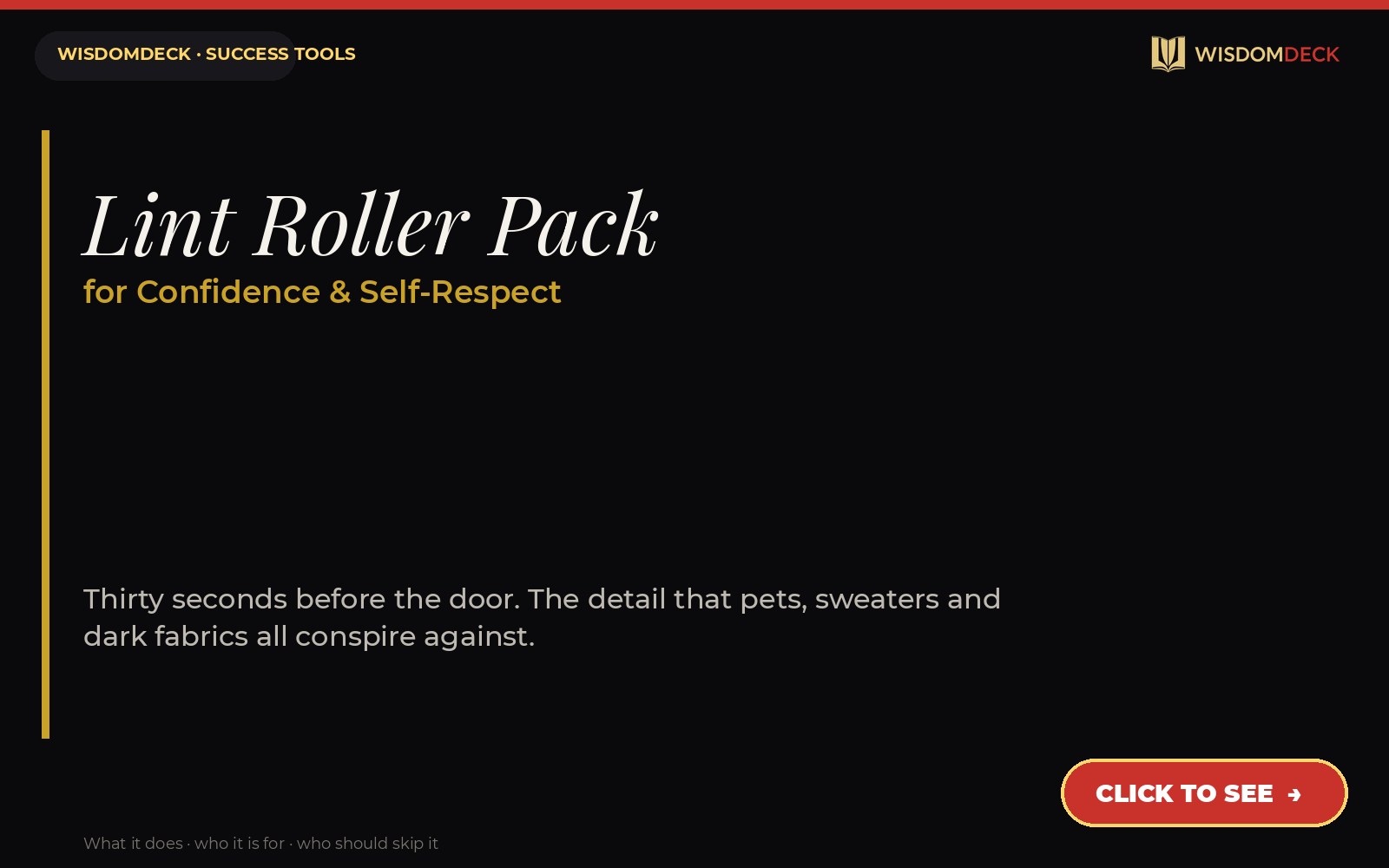 Lint Roller Pack — WisdomDeck success tool card