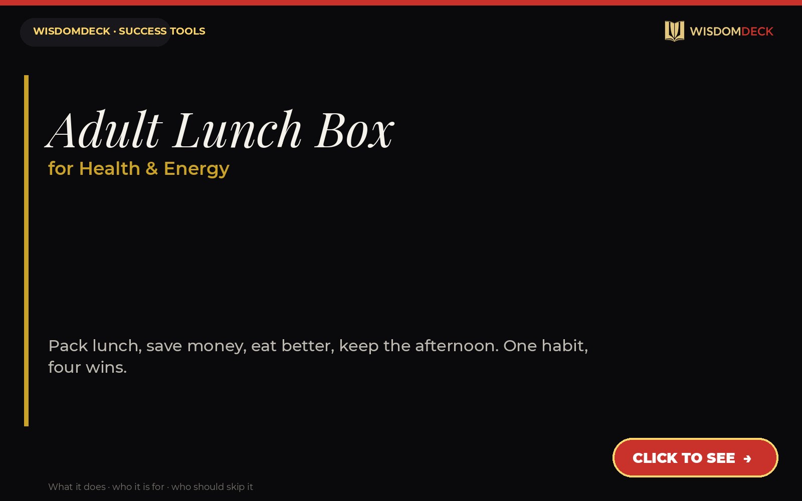 Adult Lunch Box — WisdomDeck success tool card
