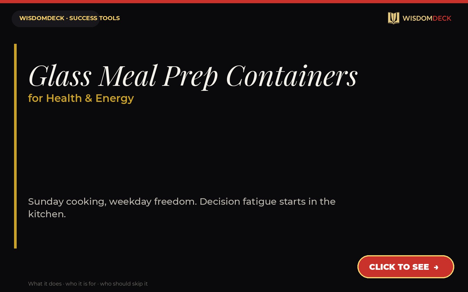 Glass Meal Prep Containers — WisdomDeck success tool card