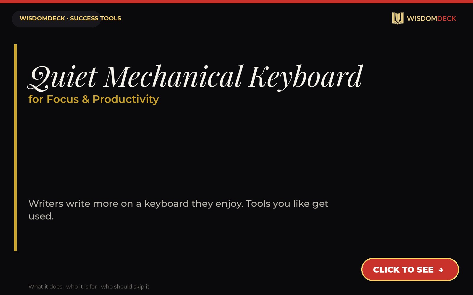 Quiet Mechanical Keyboard — WisdomDeck success tool card