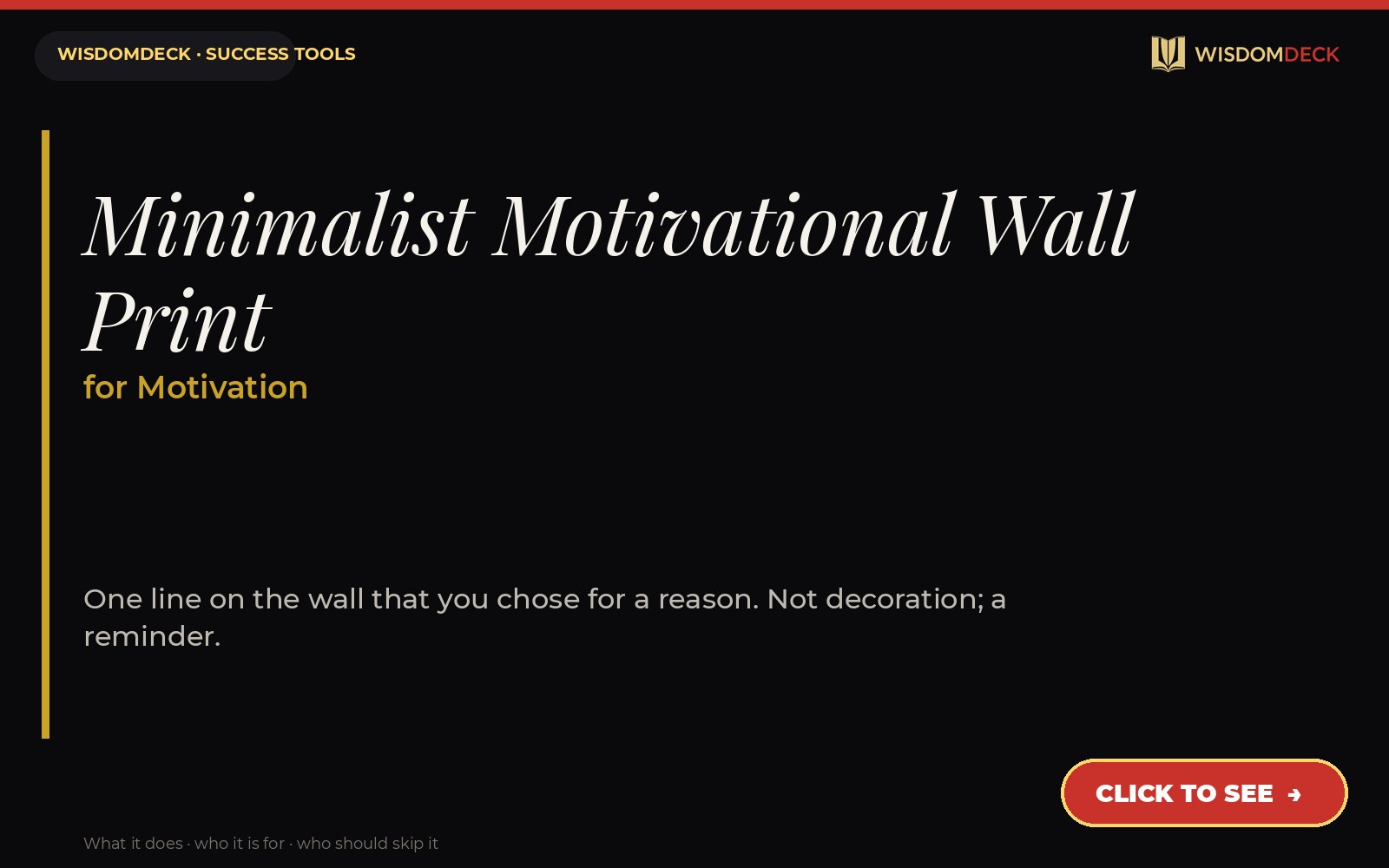 Minimalist Motivational Wall Print — WisdomDeck success tool card