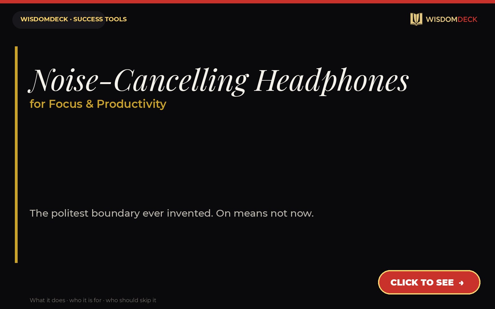 Noise-Cancelling Headphones — WisdomDeck success tool card
