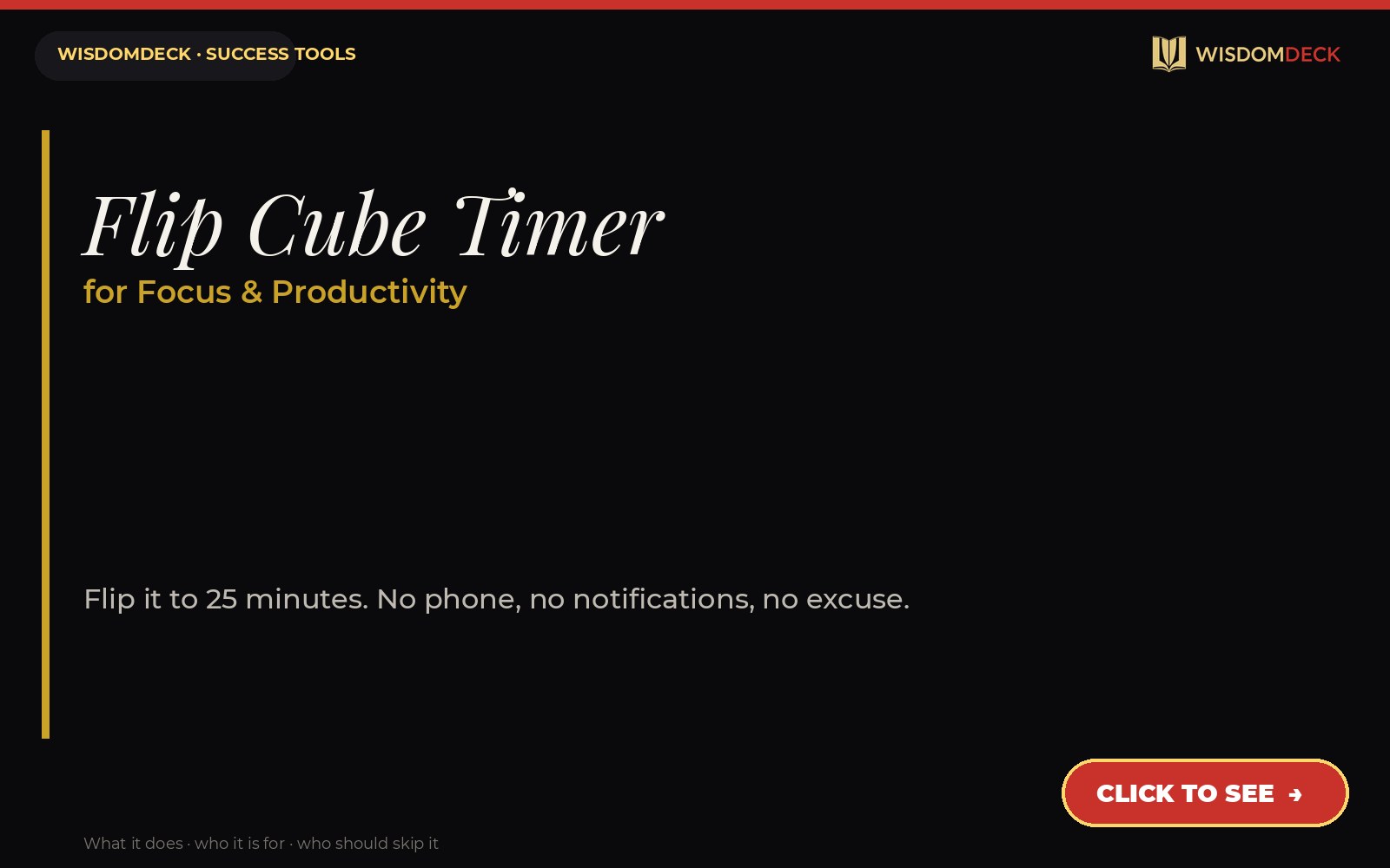 Flip Cube Timer — WisdomDeck success tool card