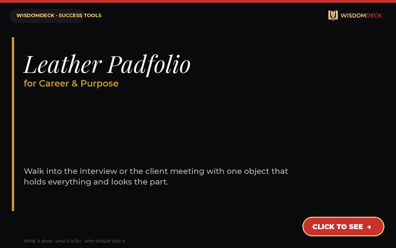 Leather Padfolio — WisdomDeck success tool card