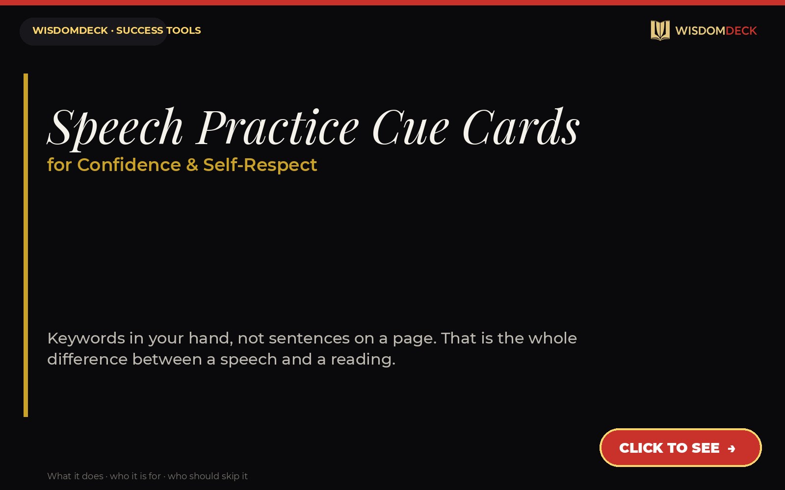 Speech Practice Cue Cards — WisdomDeck success tool card