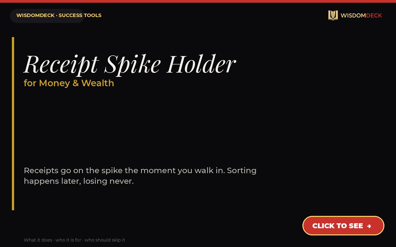 Receipt Spike Holder — WisdomDeck success tool card