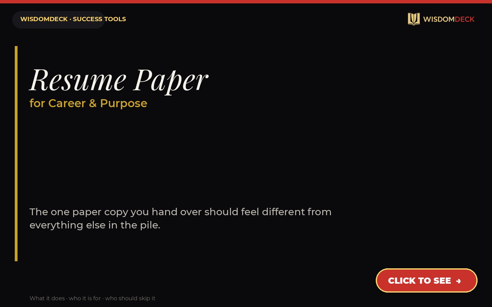 Resume Paper — WisdomDeck success tool card