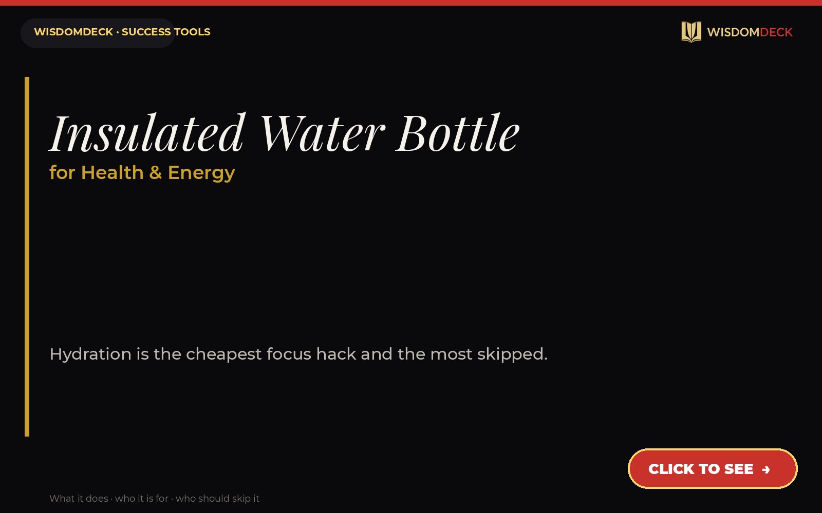 Insulated Water Bottle — WisdomDeck success tool card