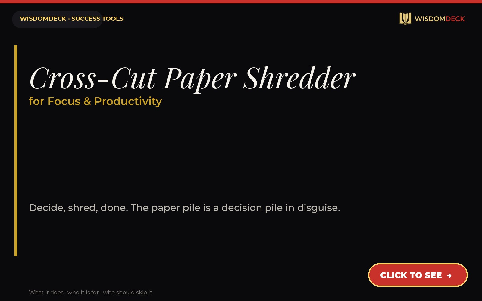 Cross-Cut Paper Shredder — WisdomDeck success tool card