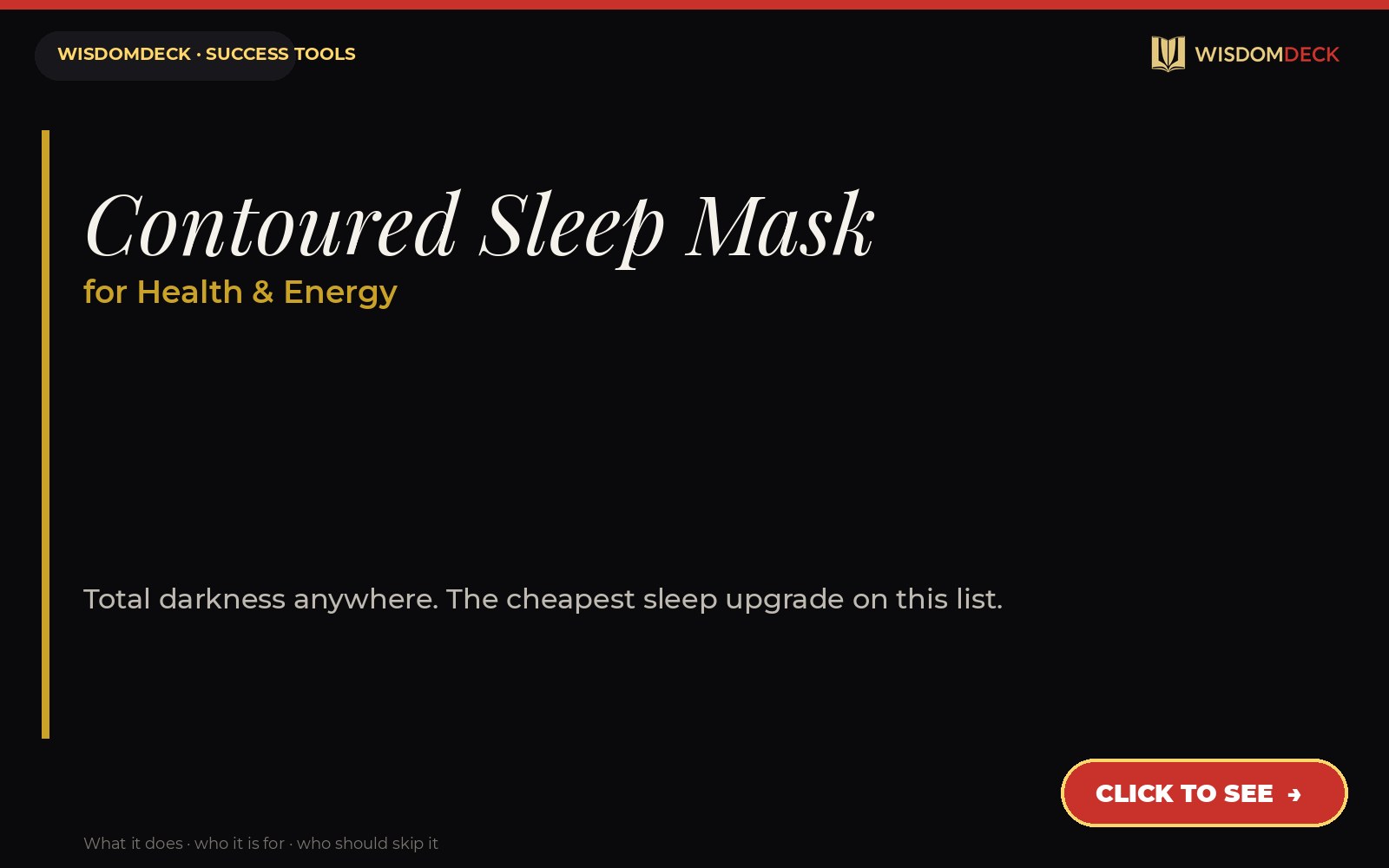 Contoured Sleep Mask — WisdomDeck success tool card