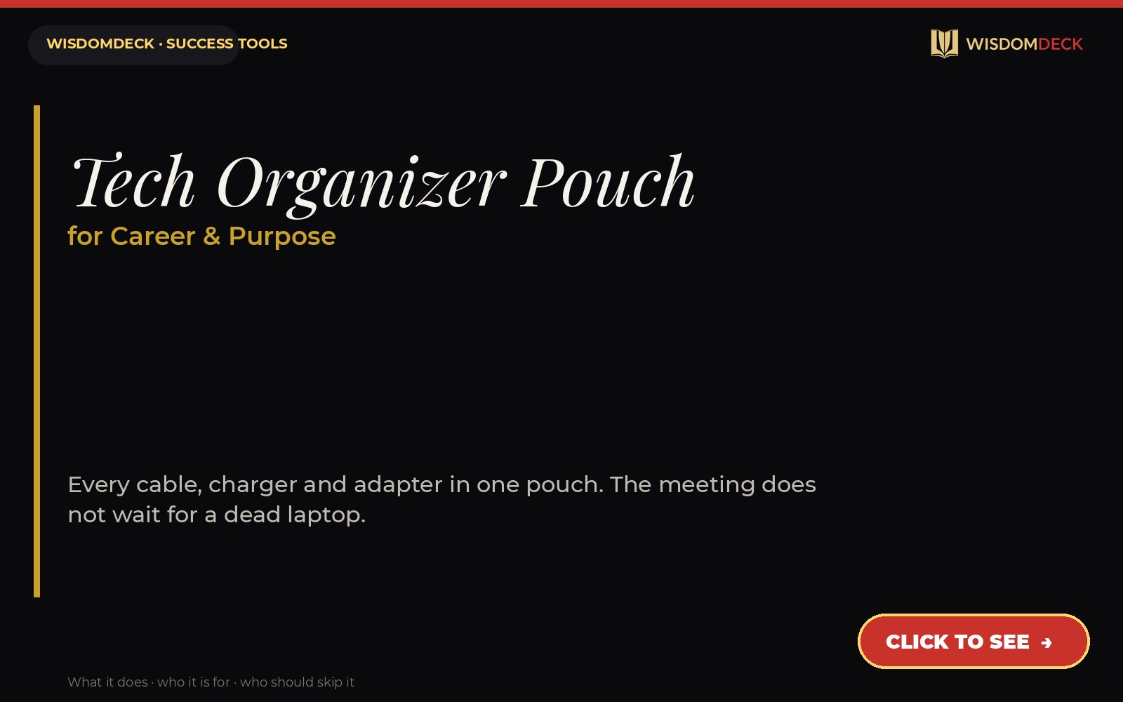 Tech Organizer Pouch — WisdomDeck success tool card