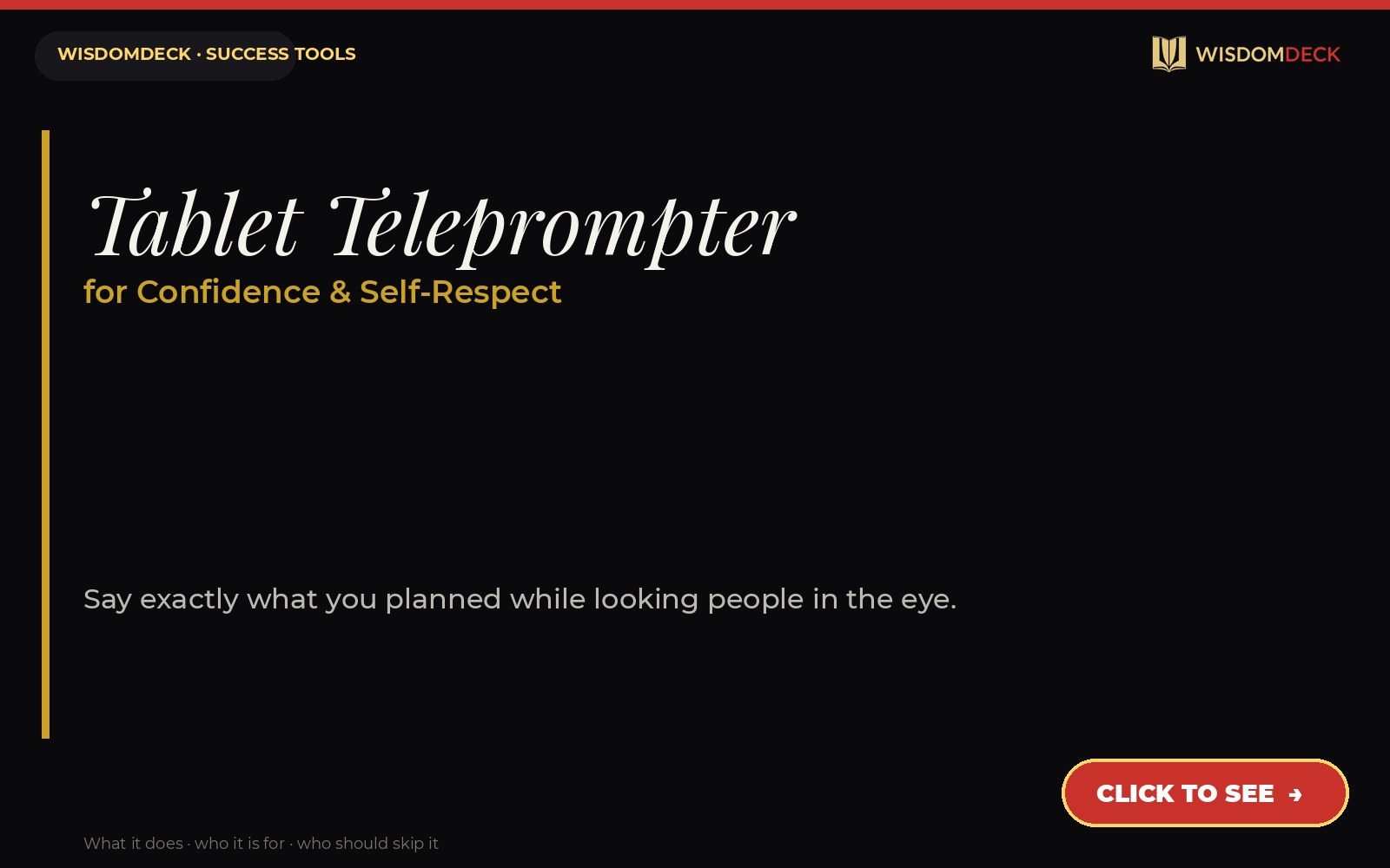 Tablet Teleprompter — WisdomDeck success tool card