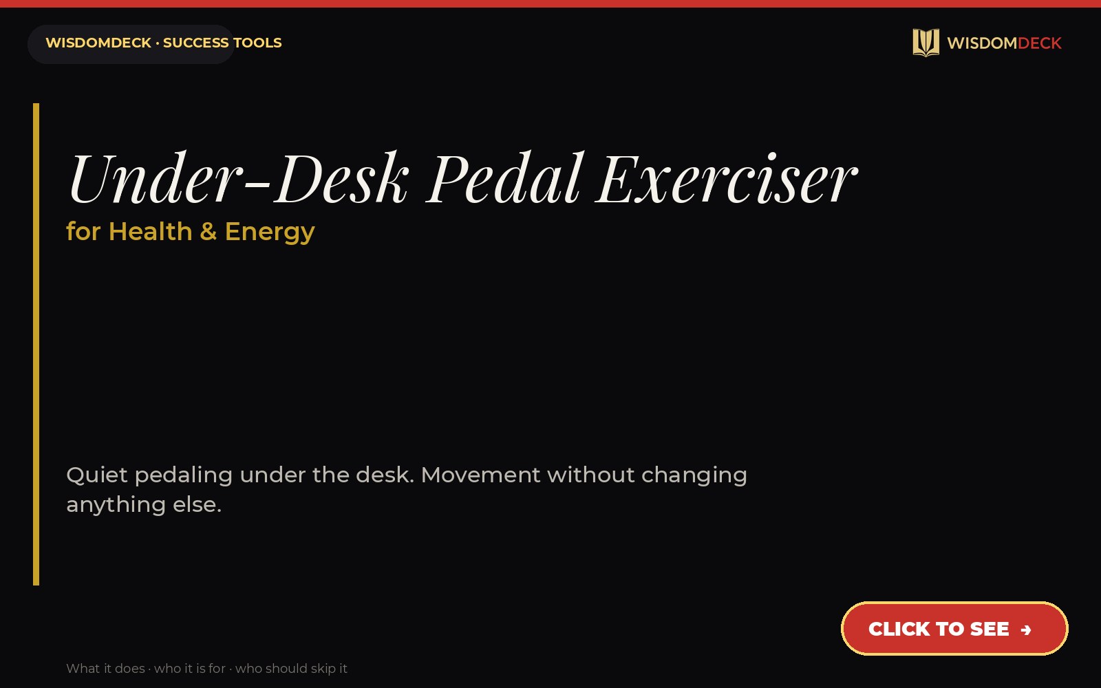 Under-Desk Pedal Exerciser — WisdomDeck success tool card