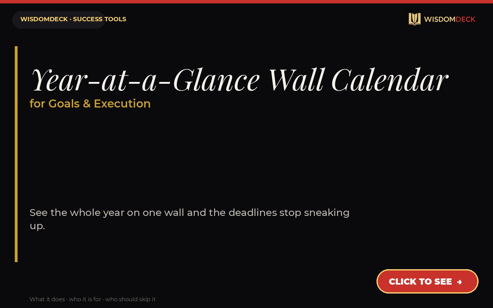 Year-at-a-Glance Wall Calendar — WisdomDeck success tool card