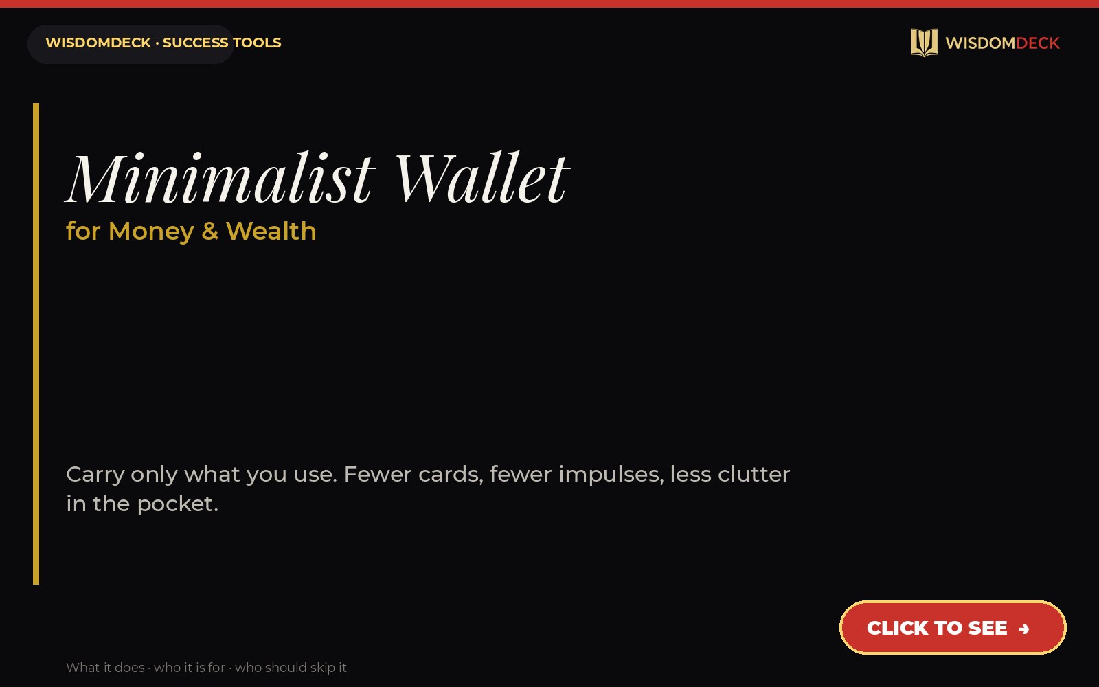 Minimalist Wallet — WisdomDeck success tool card