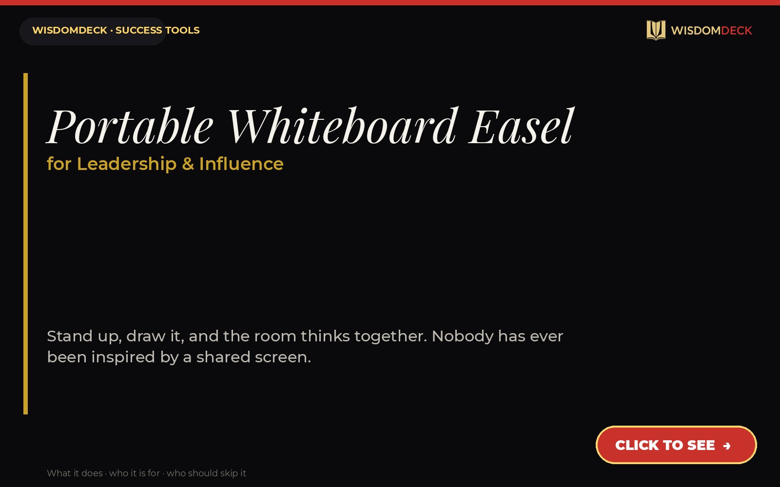 Portable Whiteboard Easel — WisdomDeck success tool card
