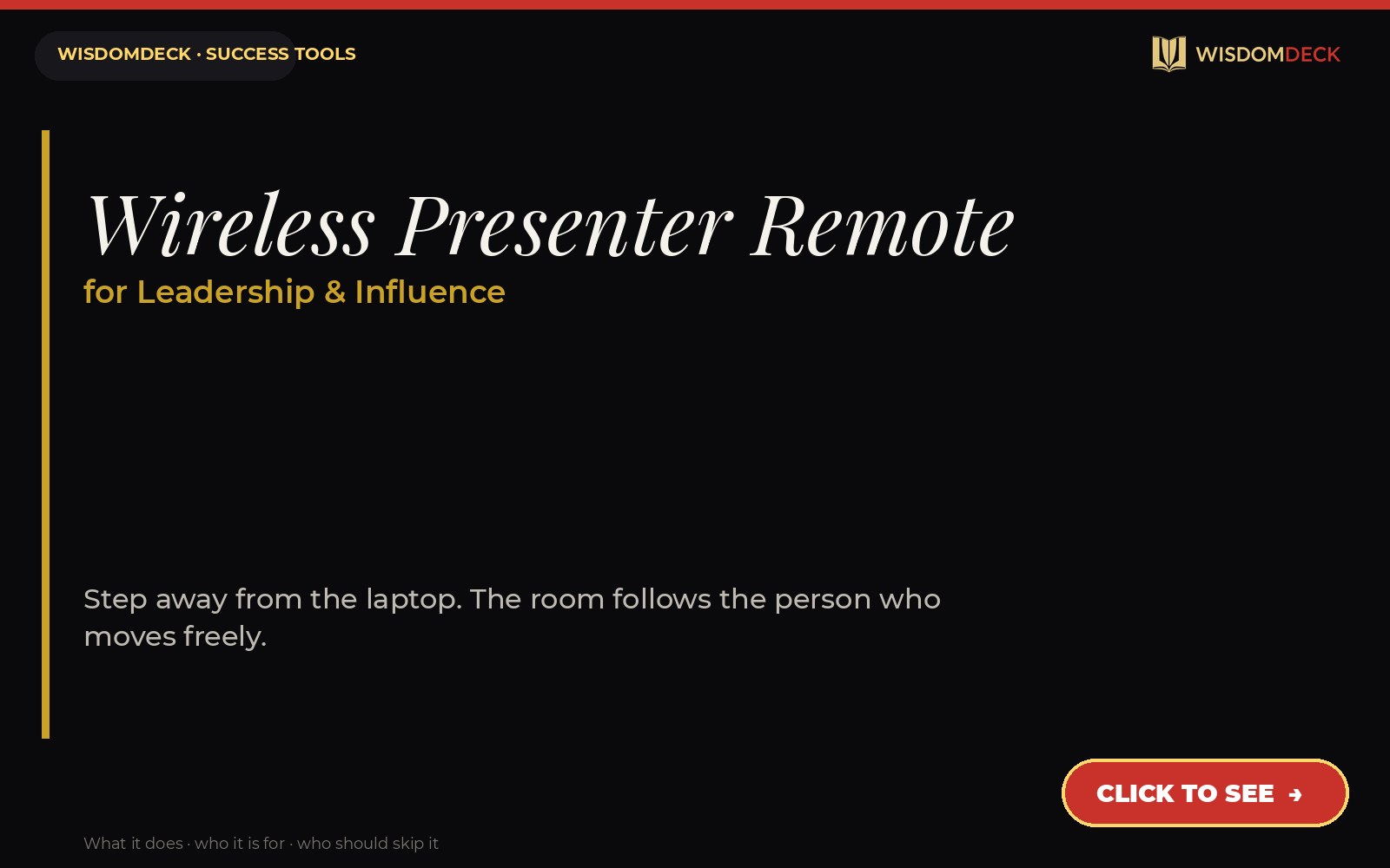Wireless Presenter Remote — WisdomDeck success tool card