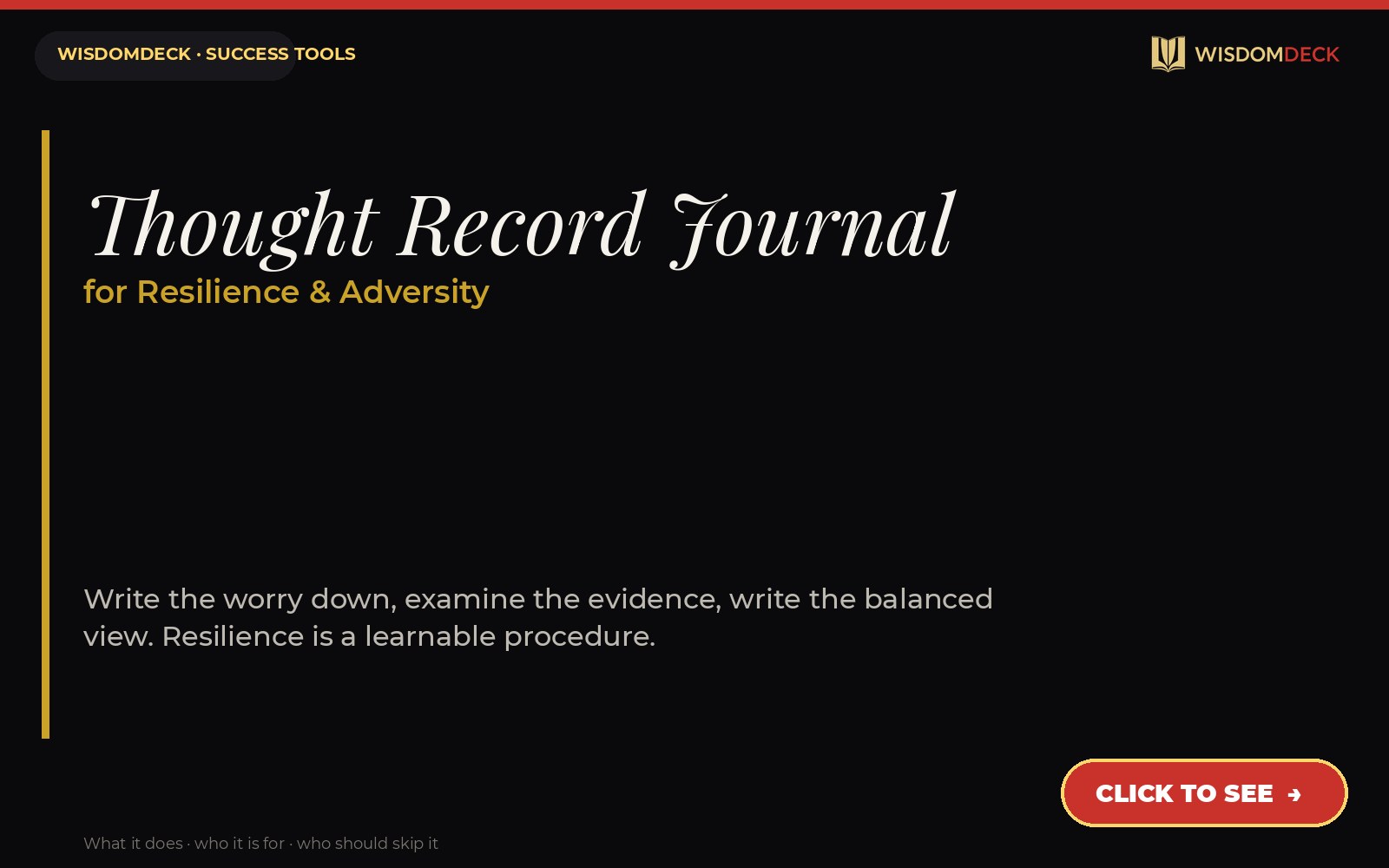 Thought Record Journal — WisdomDeck success tool card