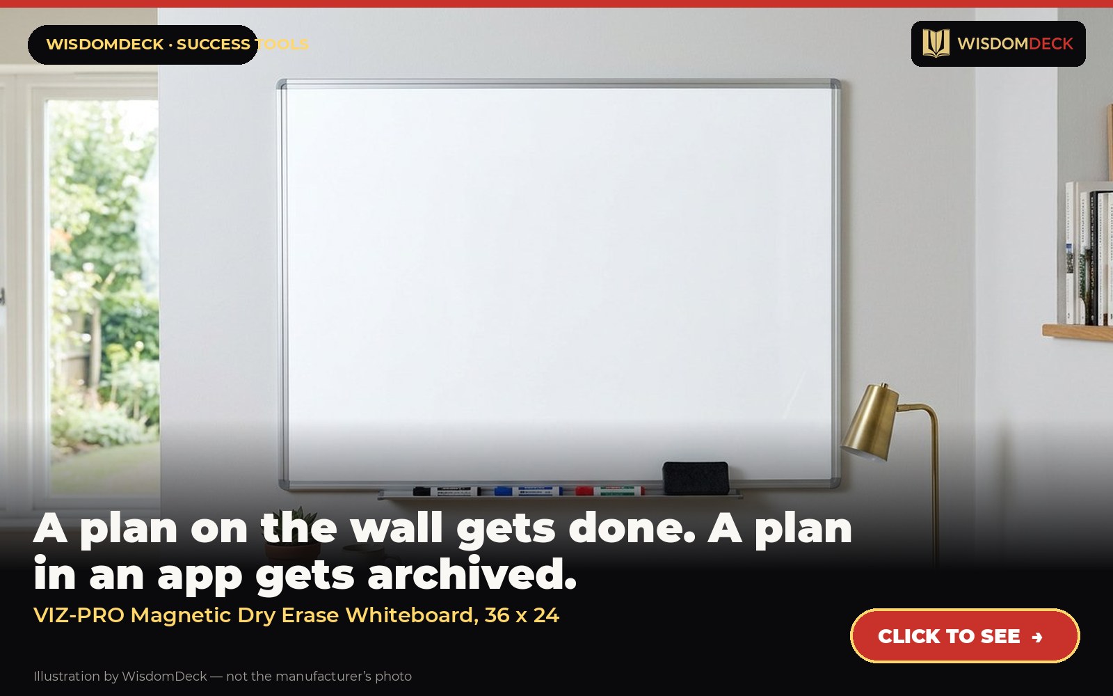 VIZ-PRO Magnetic Dry Erase Whiteboard, 36 x 24 — illustration